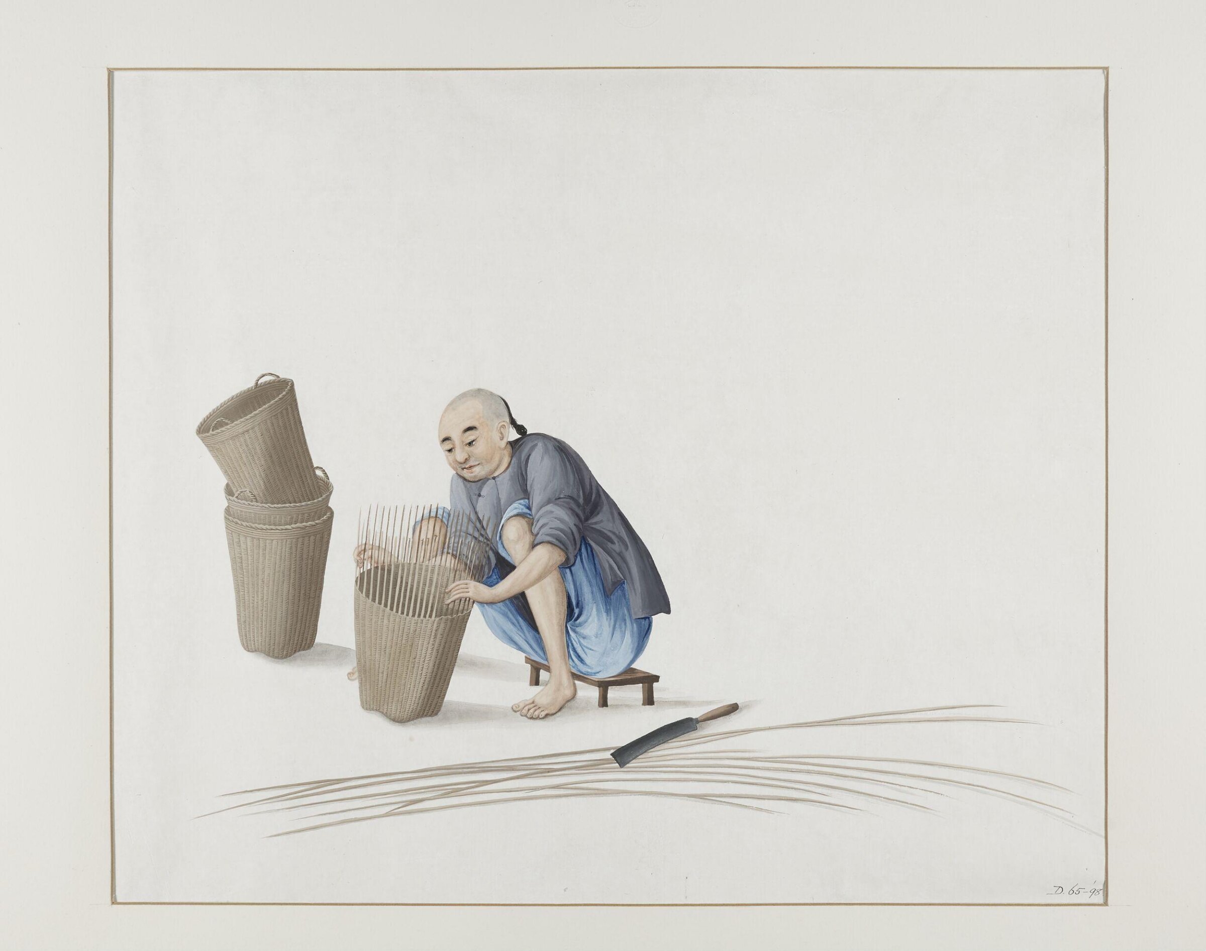 Weaving Deep Baskets, Puqua, ca. 1790
