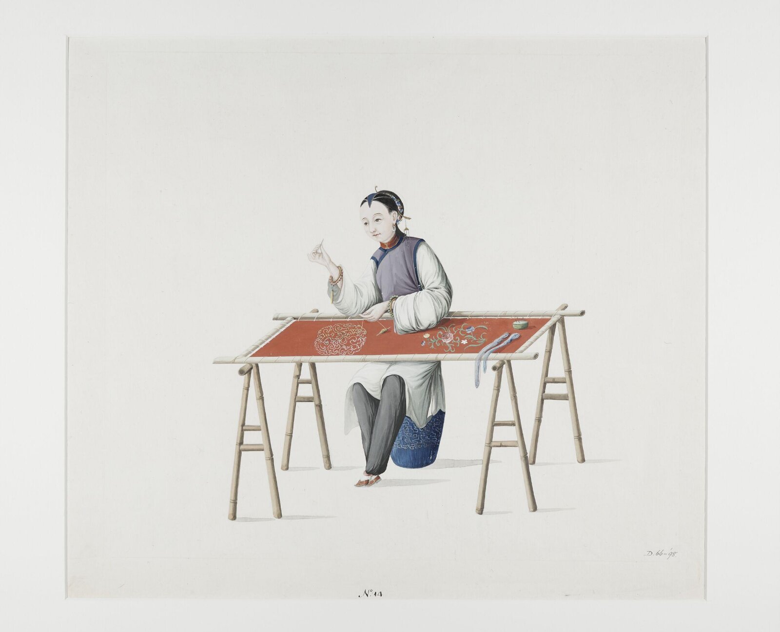 Woman Embroidering, Puqua, ca. 1790