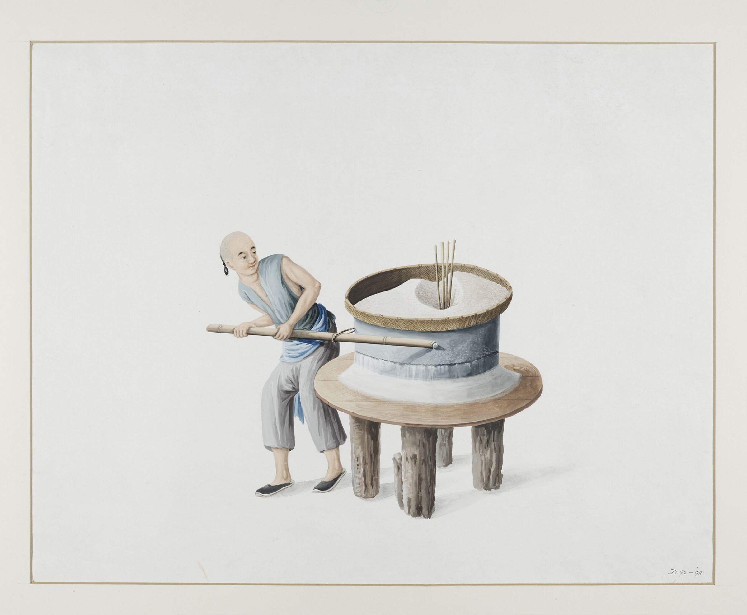 A Miller Grinding Wheat, Puqua, ca. 1790