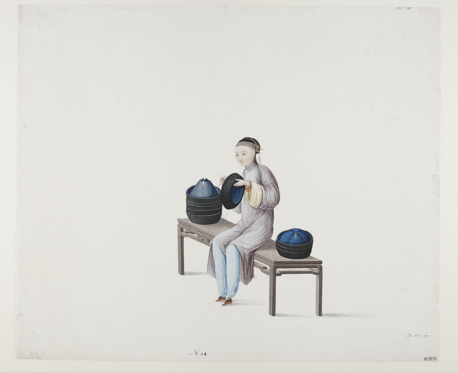 Woman Making Winter Caps, Puqua, ca. 1790
