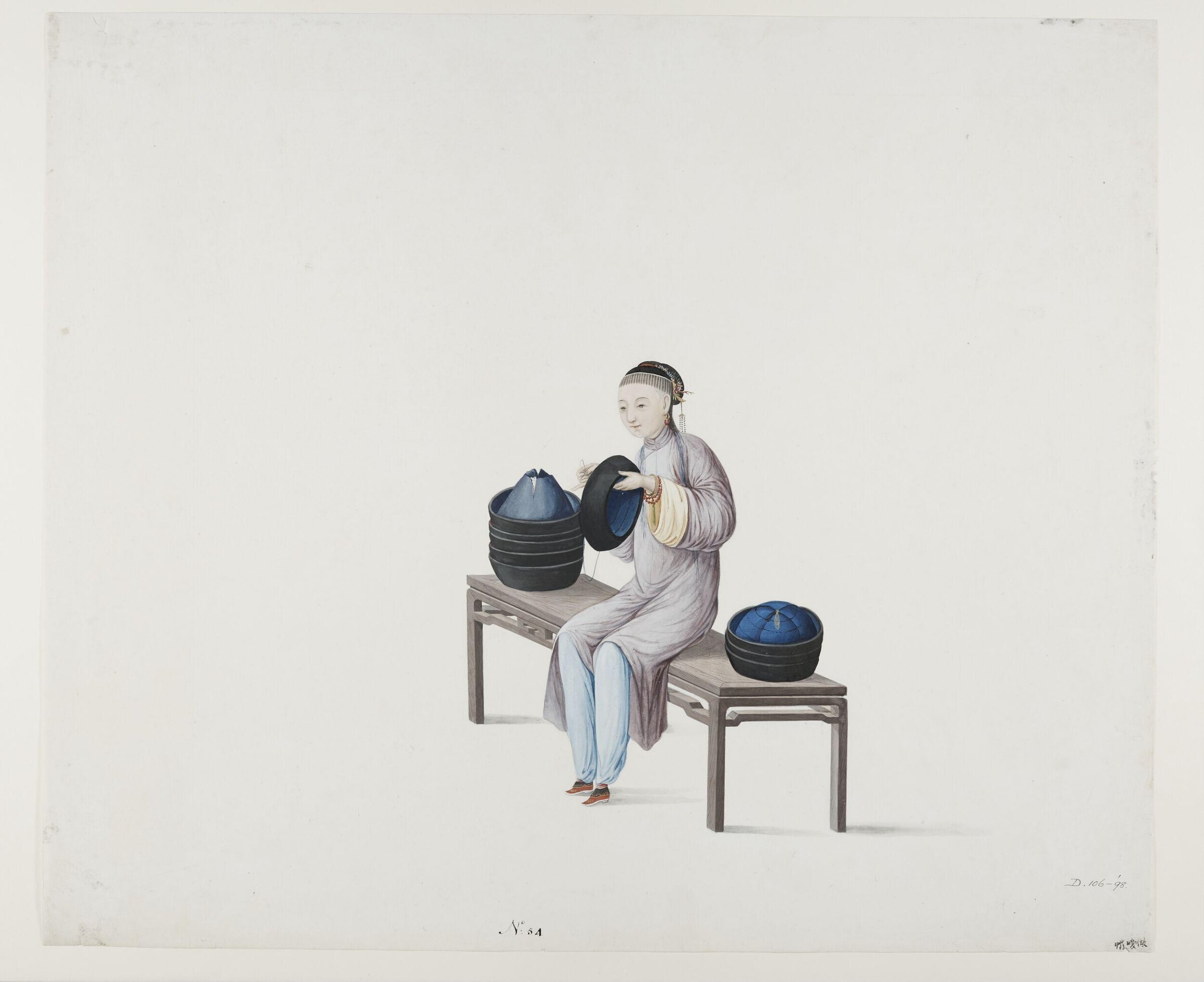 Woman Making Winter Caps, Puqua, ca. 1790