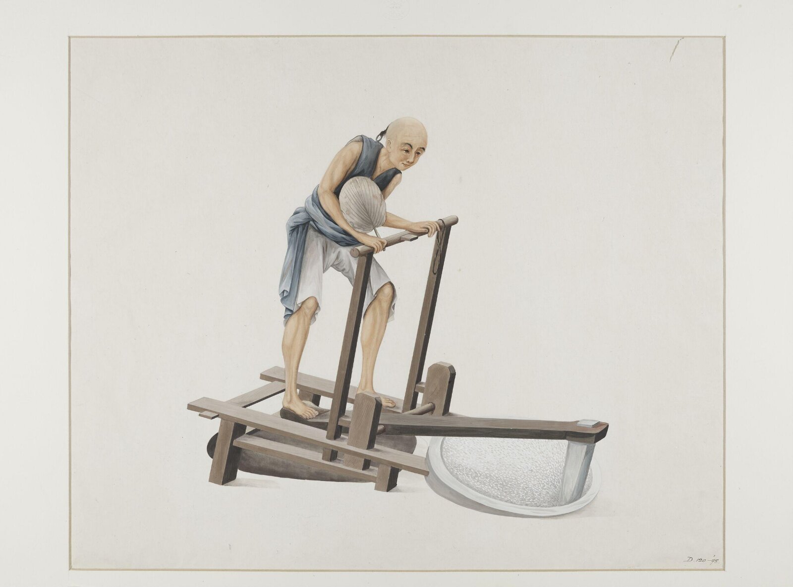 Man Pounding Rice, Puqua, ca. 1790