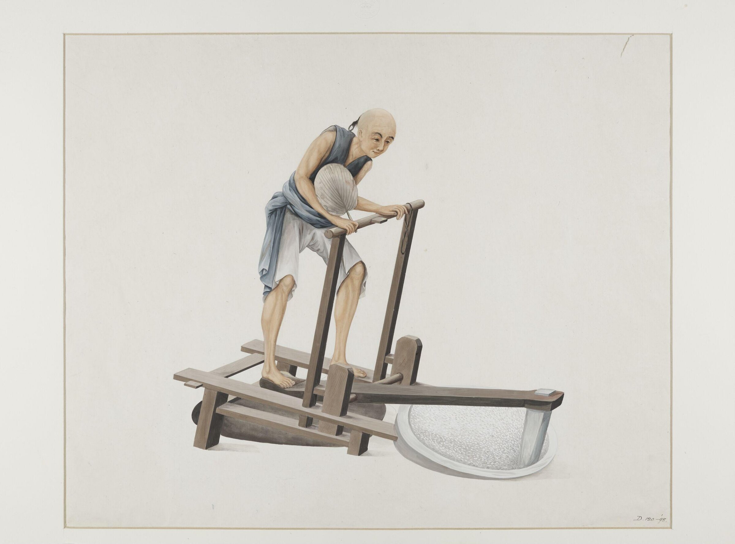 Man Pounding Rice, Puqua, ca. 1790
