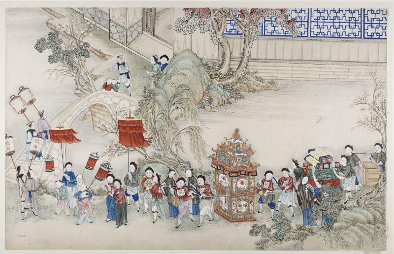 One scene of a wedding: the bride and her dowry on her way to her new home