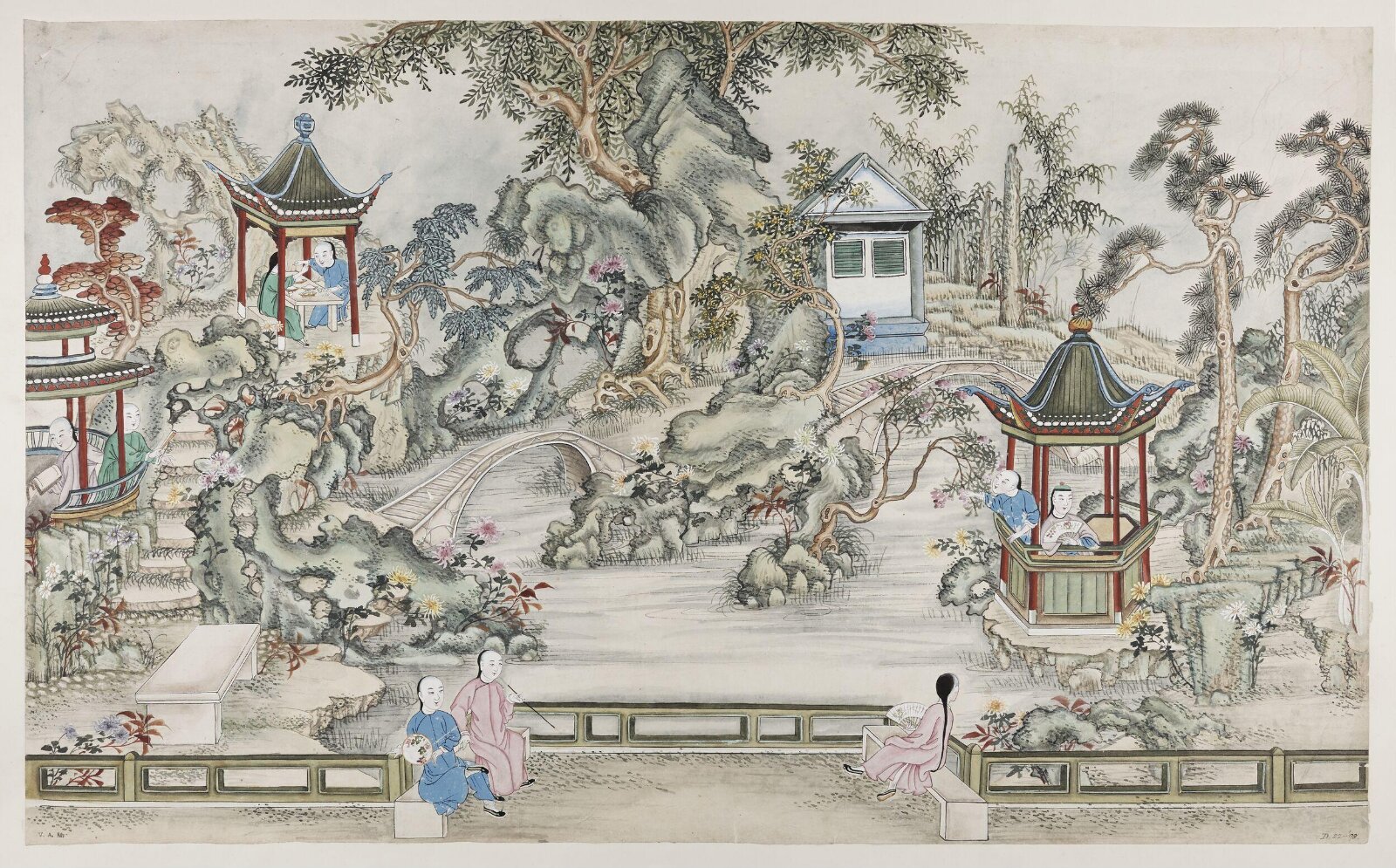Pavilions in lake area, 1870-1890