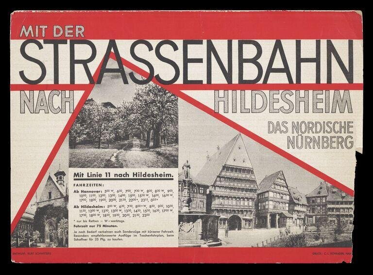 Mit der Strassenbahn nach Hildesheim advertisement and timetable