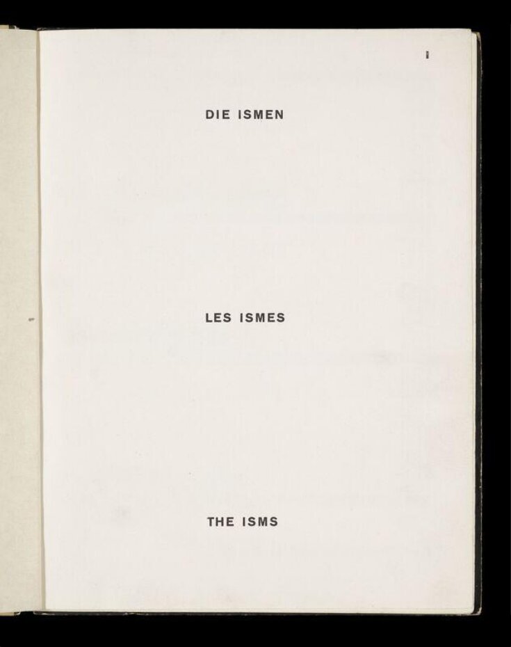 Die Kunstismen herausgegeben von El Lissitzky und Hans Arp = Les ismes de l'art publiés par El Lissitzky et Hans Arp = The isms of art published by El Lissitzky and Hans Arp top image