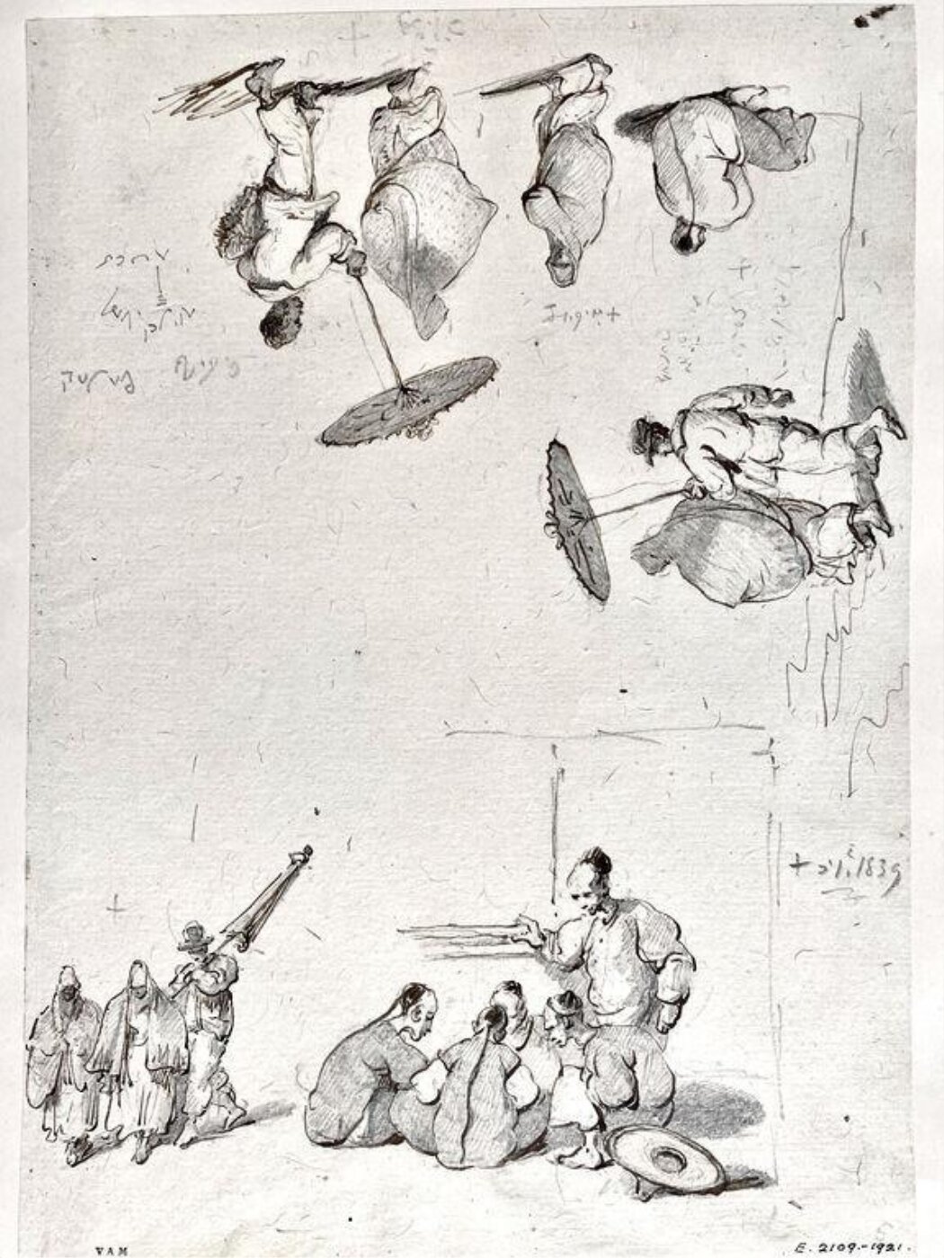 George Chinnery, A page of figure studies, Macau