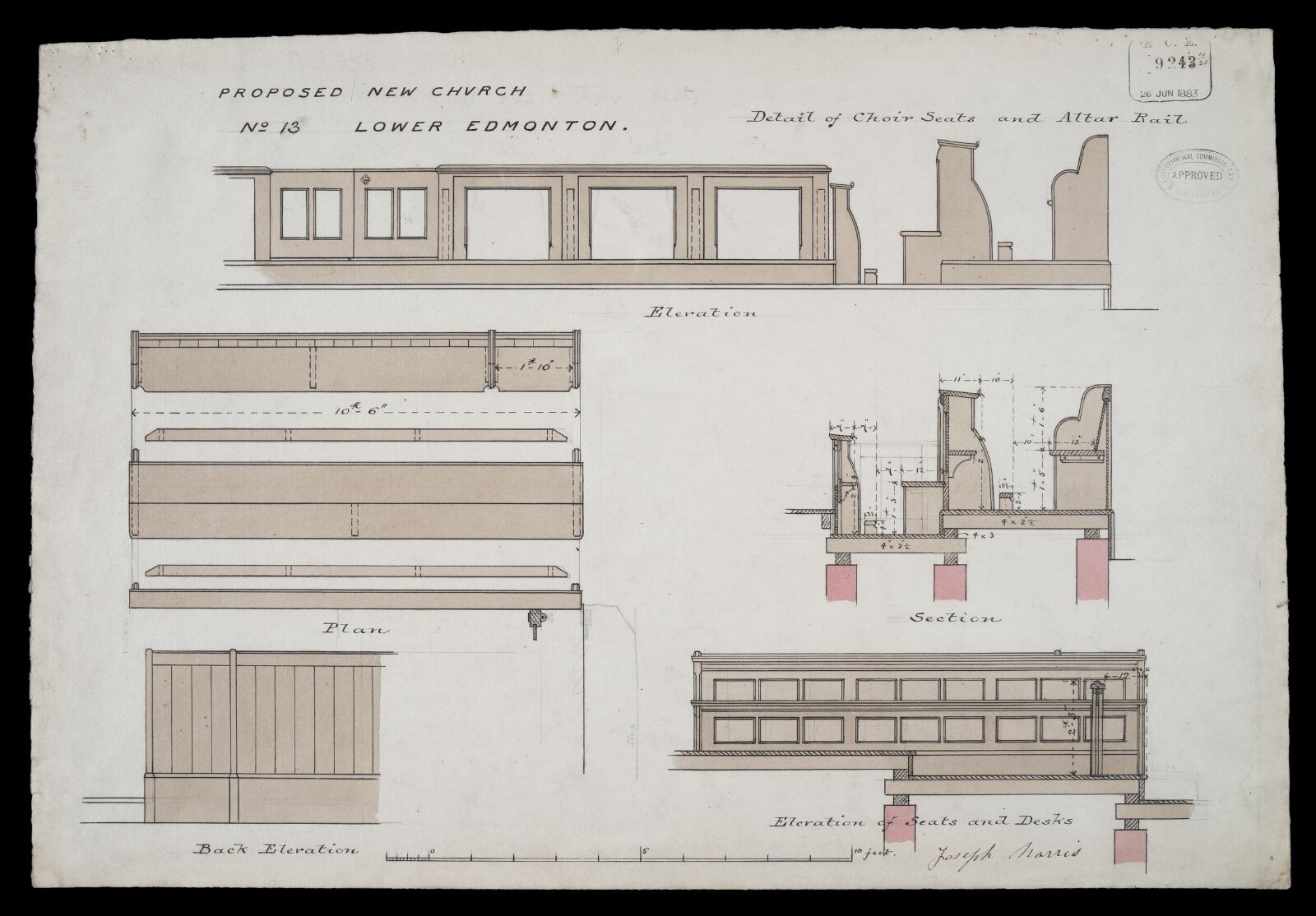 Drawing, William Butterfield, 1883