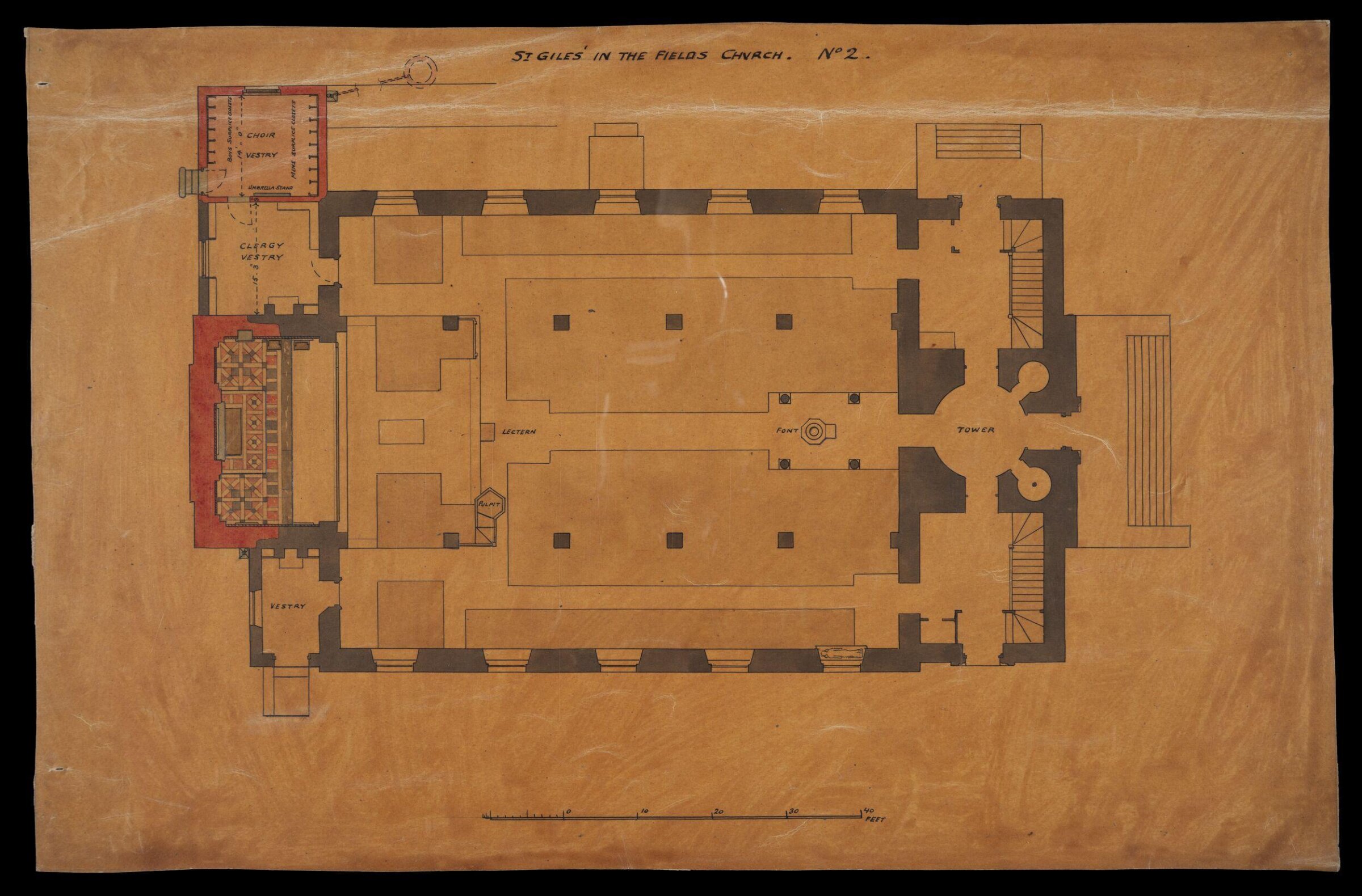 Drawing, William Butterfield, 1895