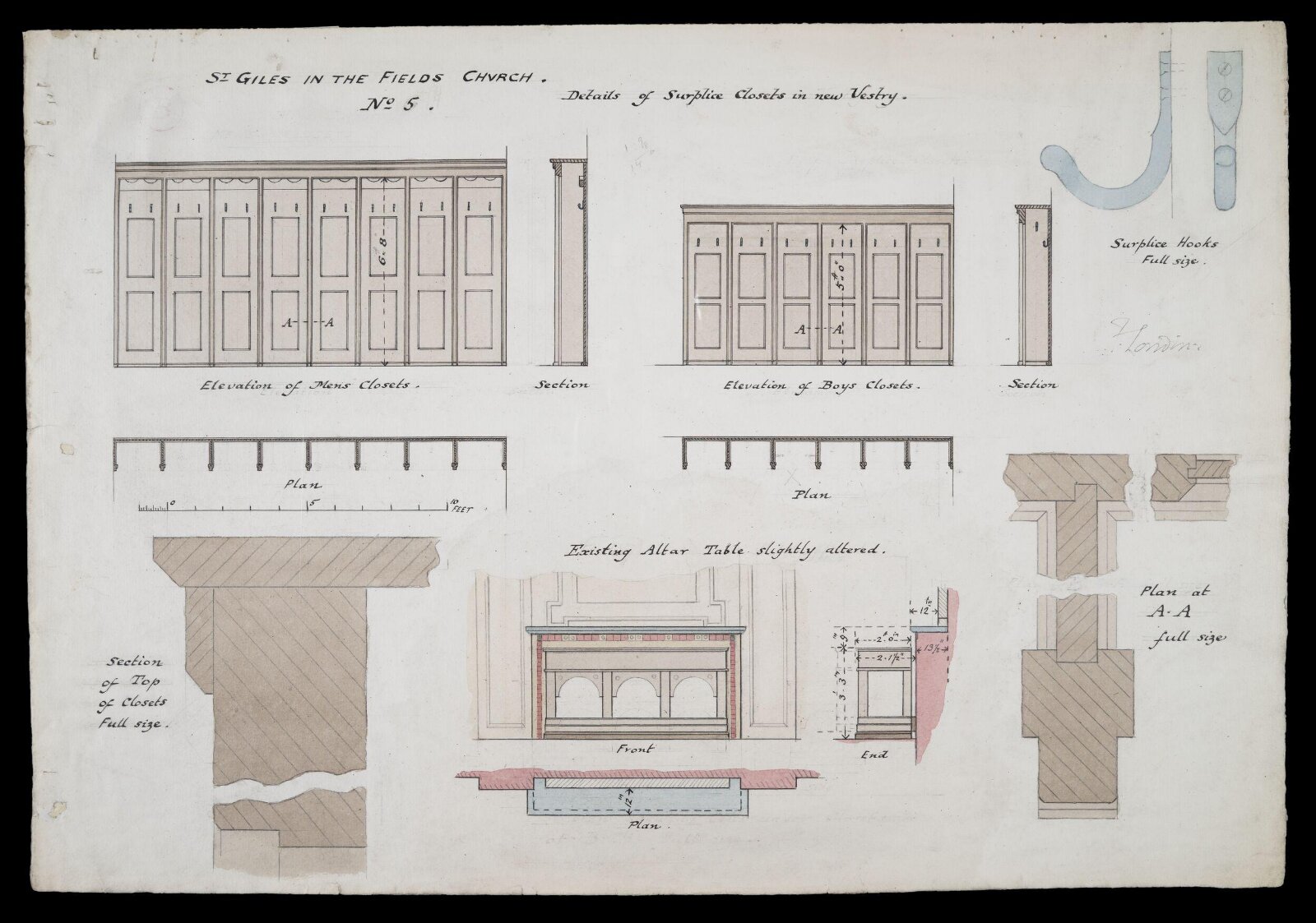 Drawing, William Butterfield, 1895