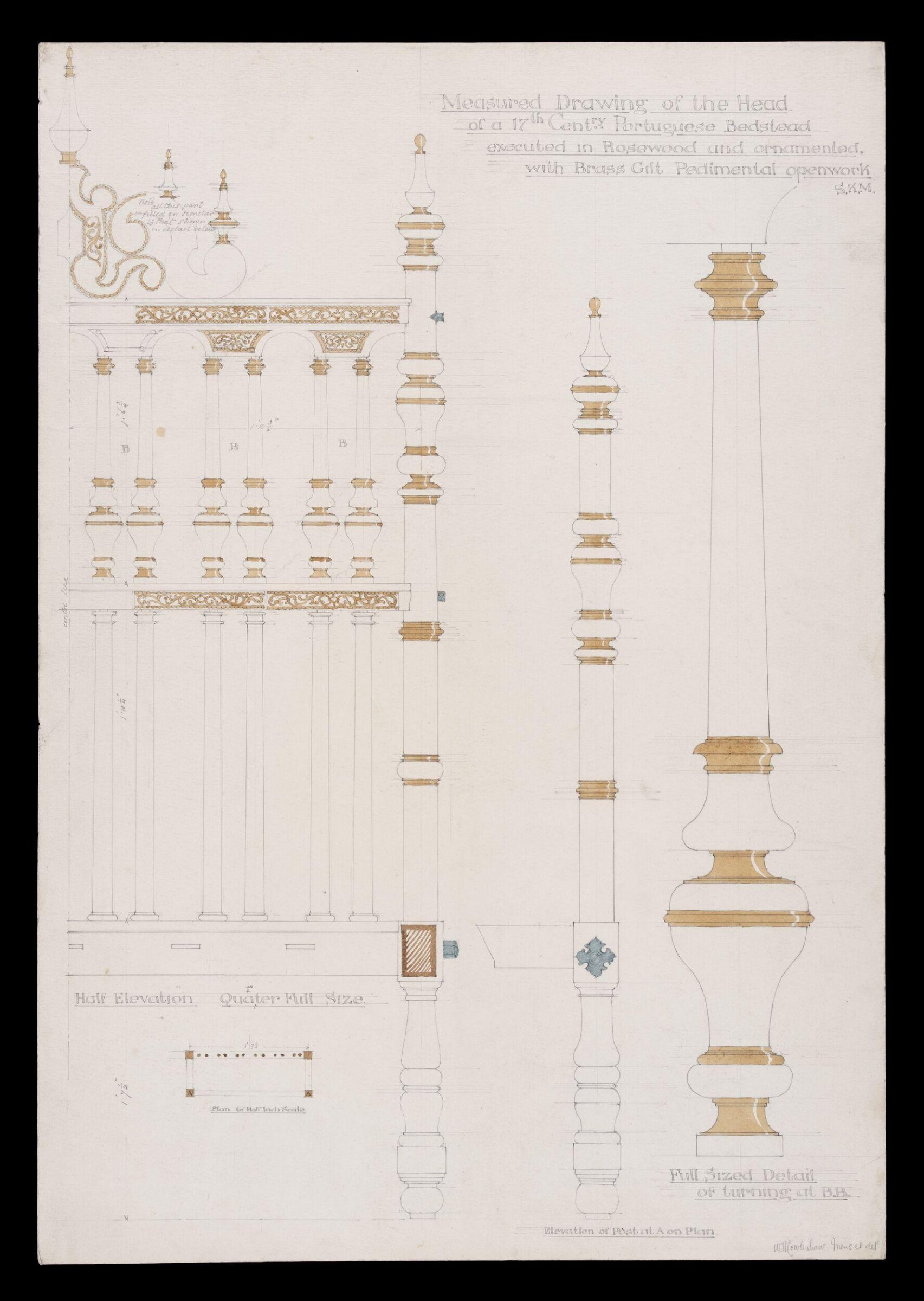 Portuguese bedstead in the Victoria and Albert Museum, W.H. Cowlishaw