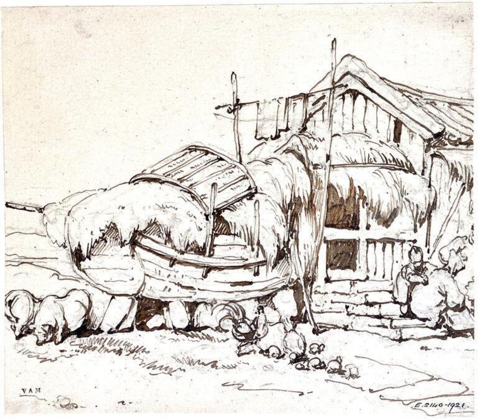 A Tanka dwelling, Macau, George Chinnery, 29/09/1825 - 30/05/1852