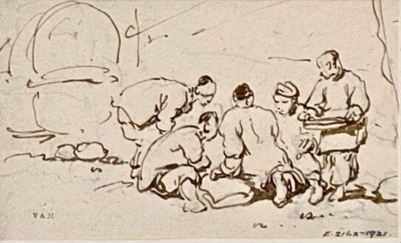Five figures by a Tanka boat, George Chinnery, 29/09/1825 - 30/05/1852