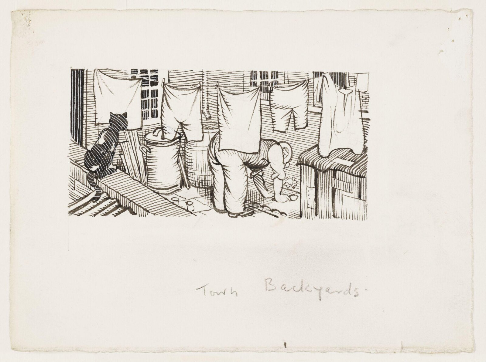 Town backyards, Arthur George Watts, 2 March 1934