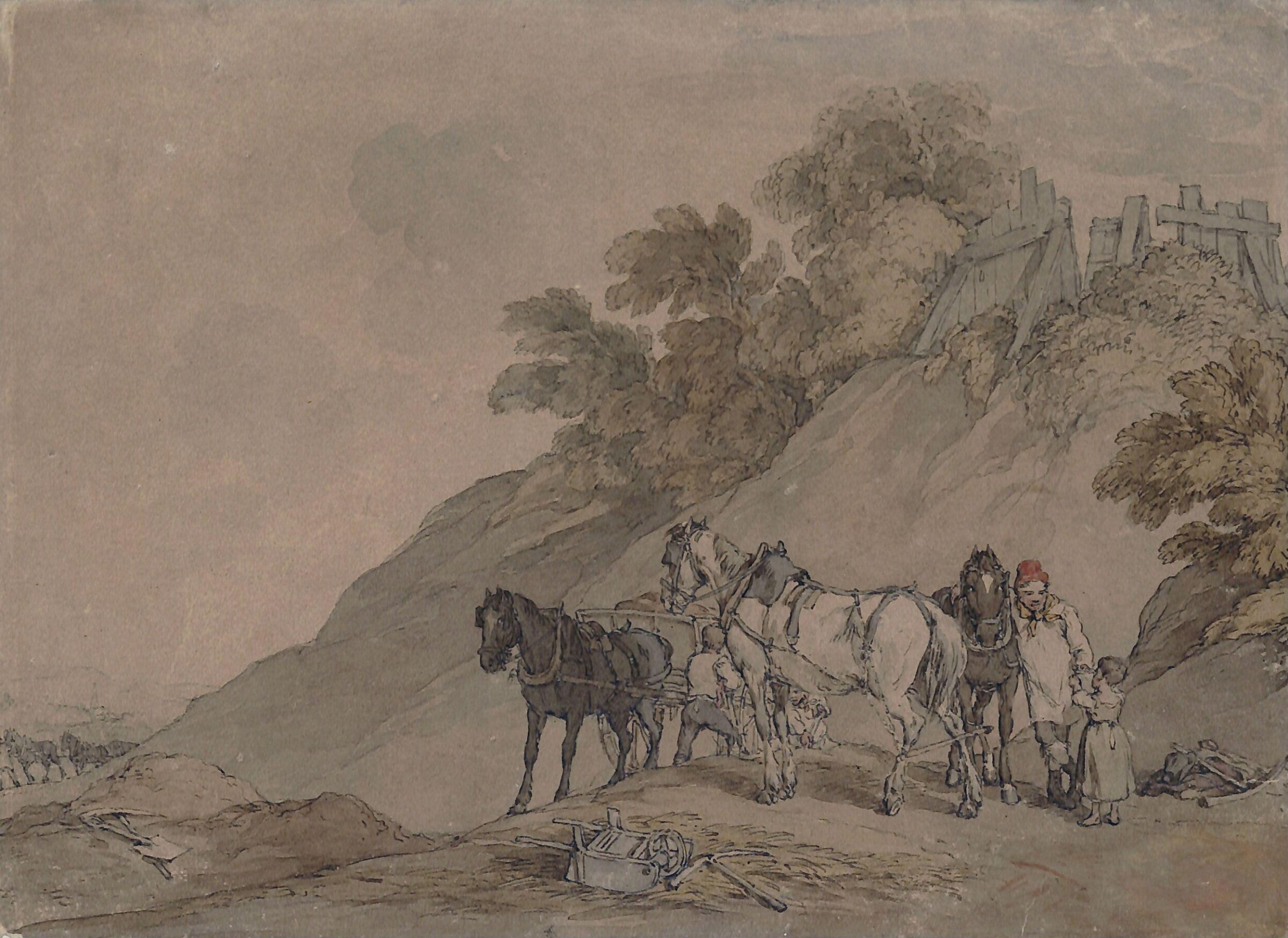 Cart and Team at a Gravel Pit, John Atkinson, ca. 1800-30