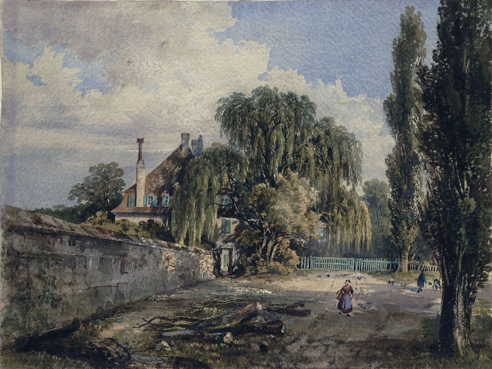 Old country house with trees, ca. 19th century