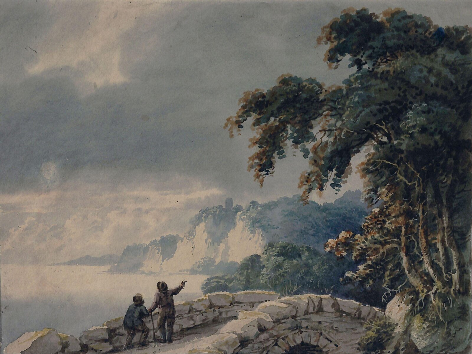 Landscape with Trees, Bridge and Figures, Joseph Barber, ca.1780-1811
