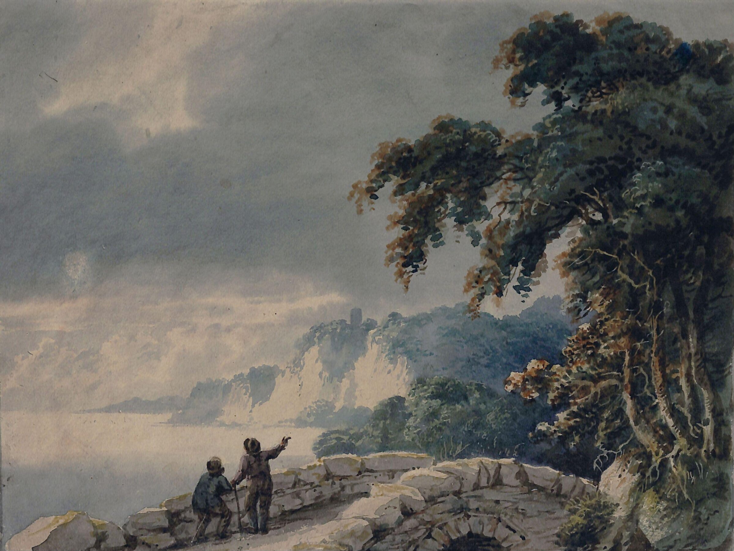 Landscape with Trees, Bridge and Figures, Joseph Barber, ca.1780-1811