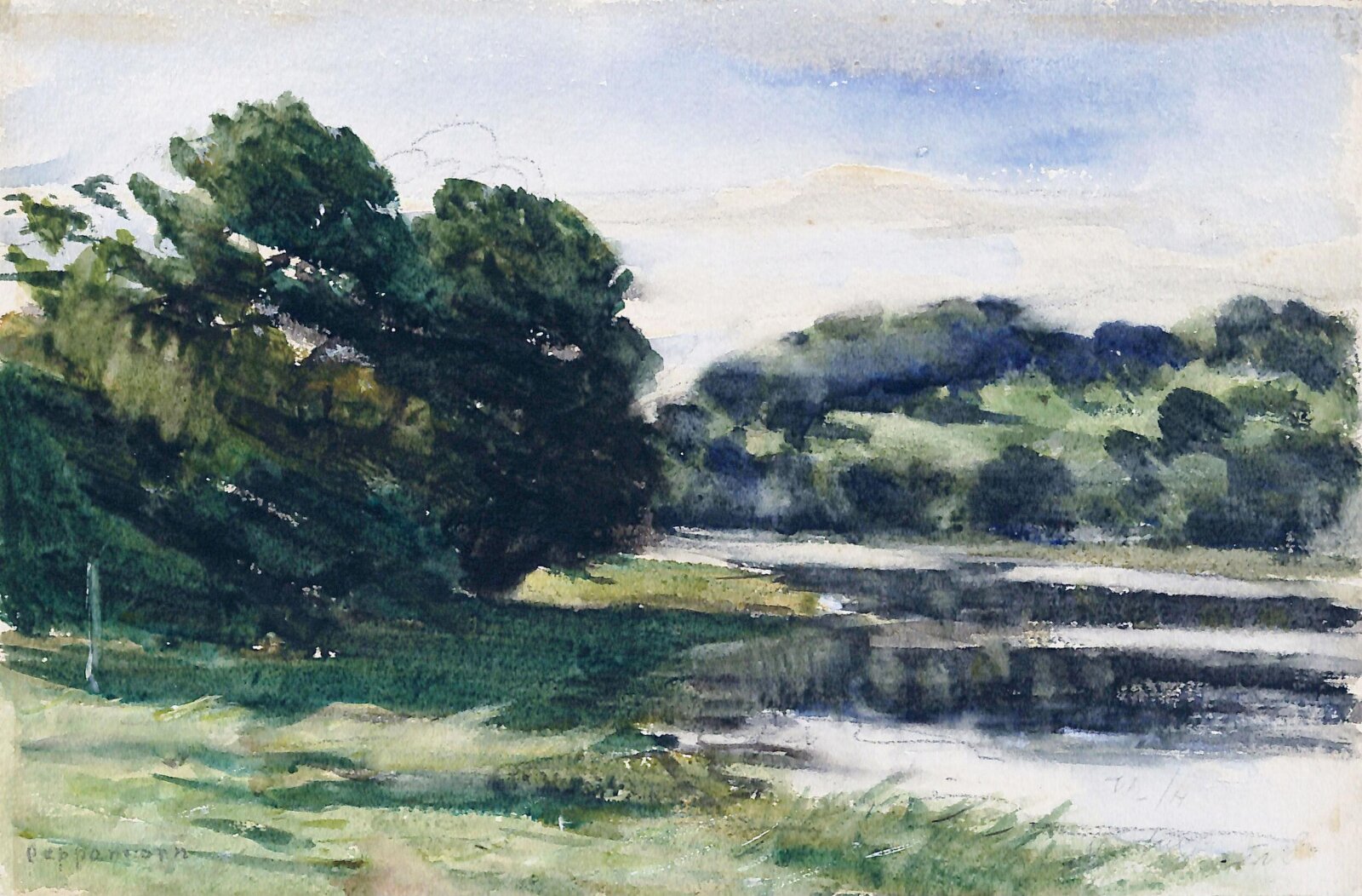 Landscape with river, Peppercorn, 1847-1924