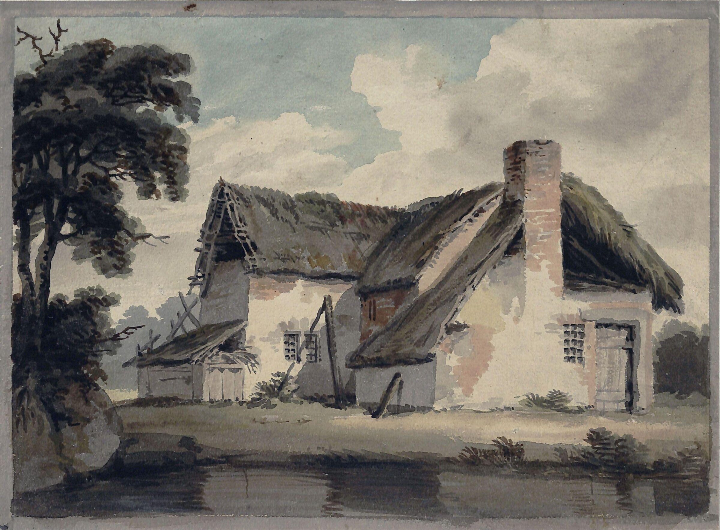 Thatched Cottage near a Pond, Joseph Barber, ca.1780-1811