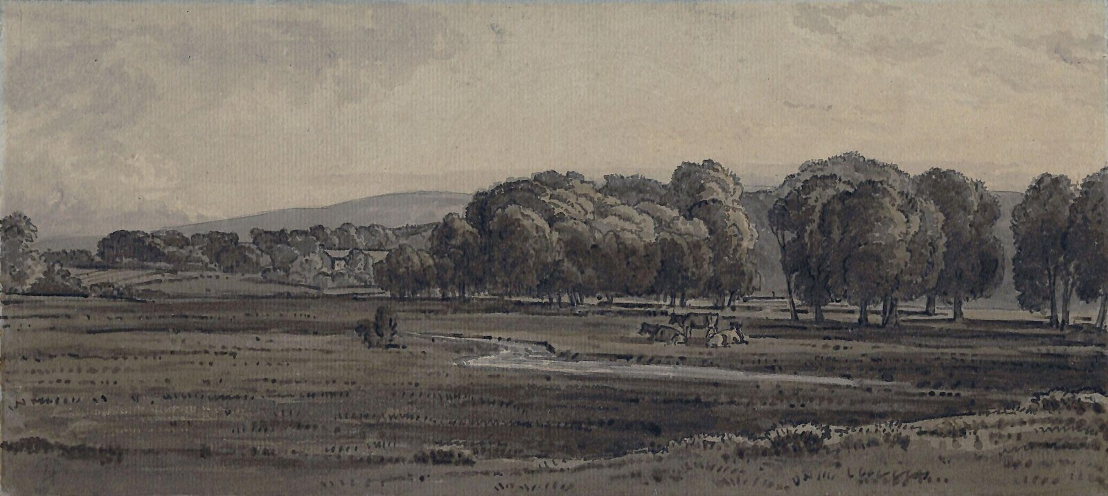 Landscape, with meadow and stream, George Barret, 1767-1842