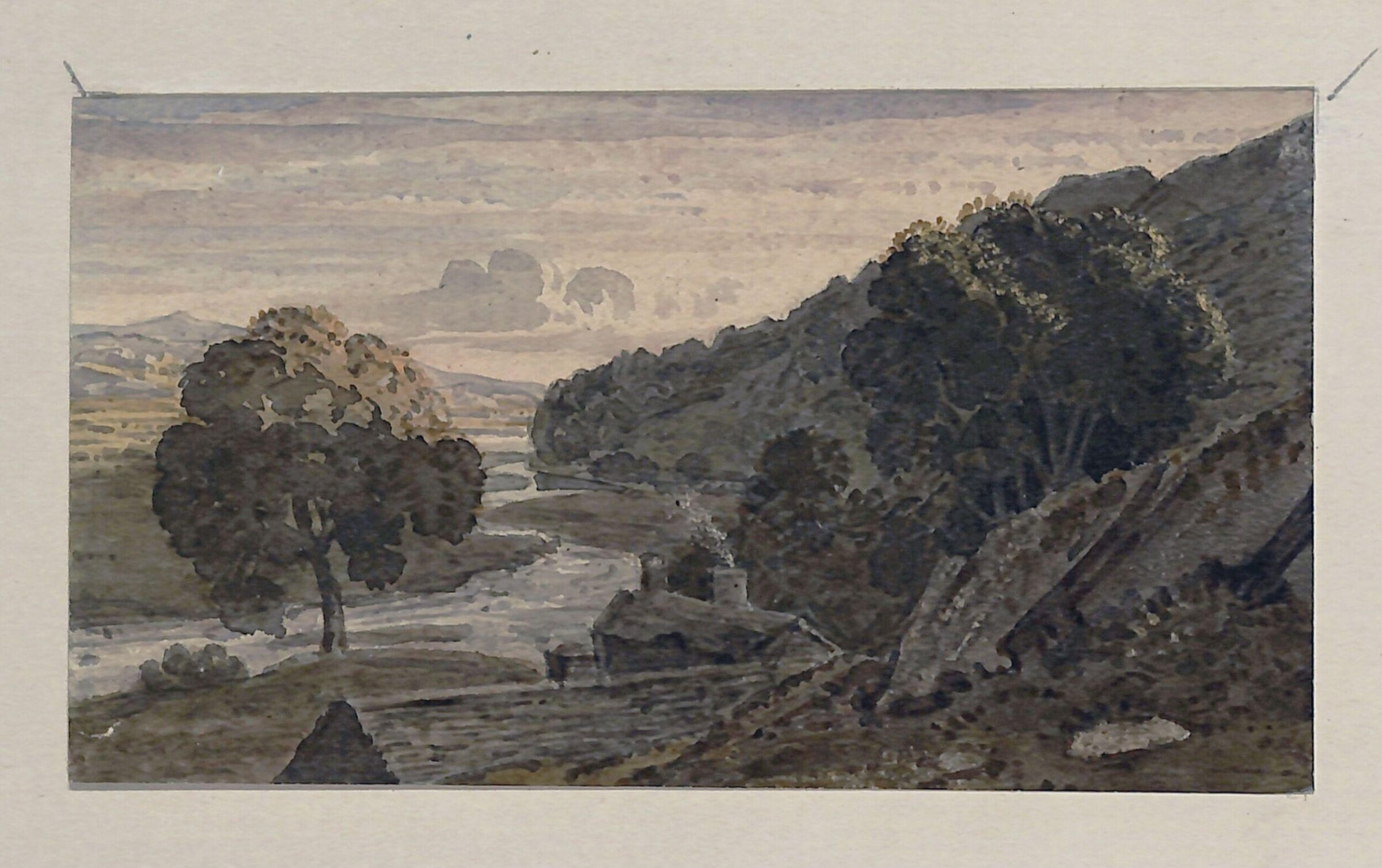 Landscape, with a wiinding river - evening, George the younger Barret, 1767-1842