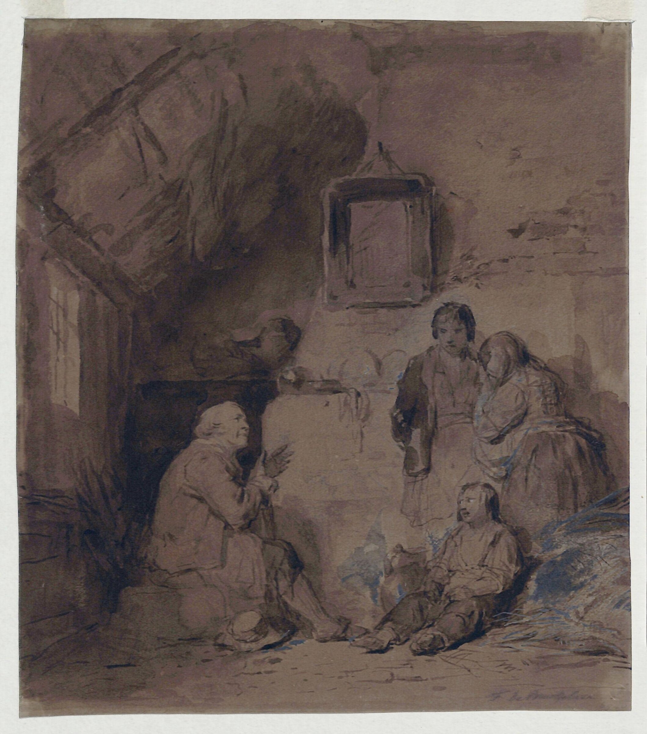 A Poor Family Lamenting Their Situation in Their Humble Home, Ferdinand the elder de Braekeleer, 19th century