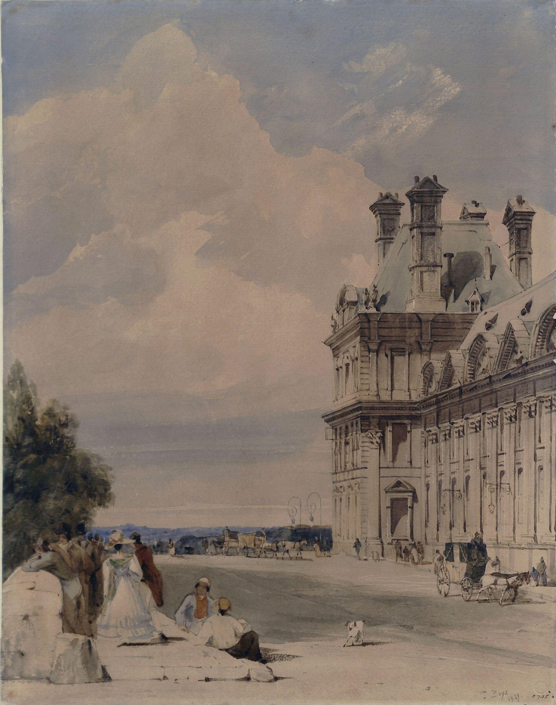 View Near the Pont Royal with the Pavillon de Flore, Tuileries, Thomas Shotter Boys, 1829