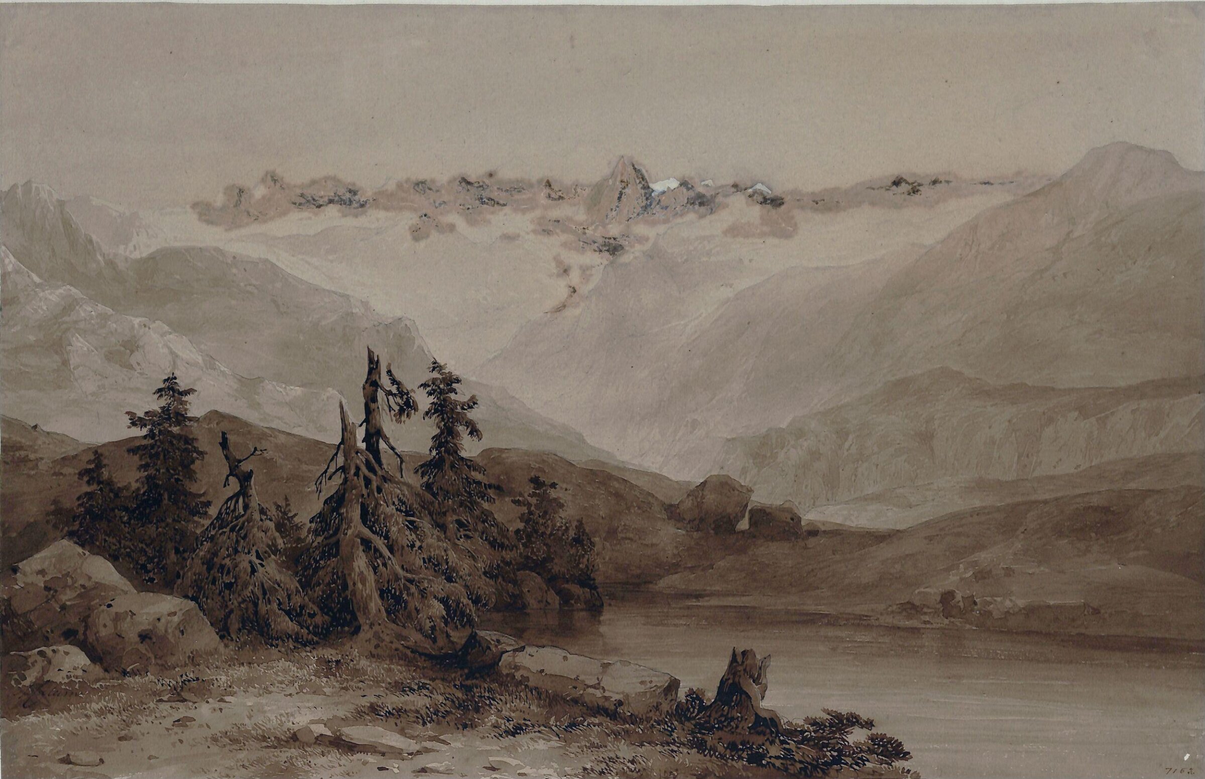 Chain of Mont Blanc, Calame, ca. 1830-60
