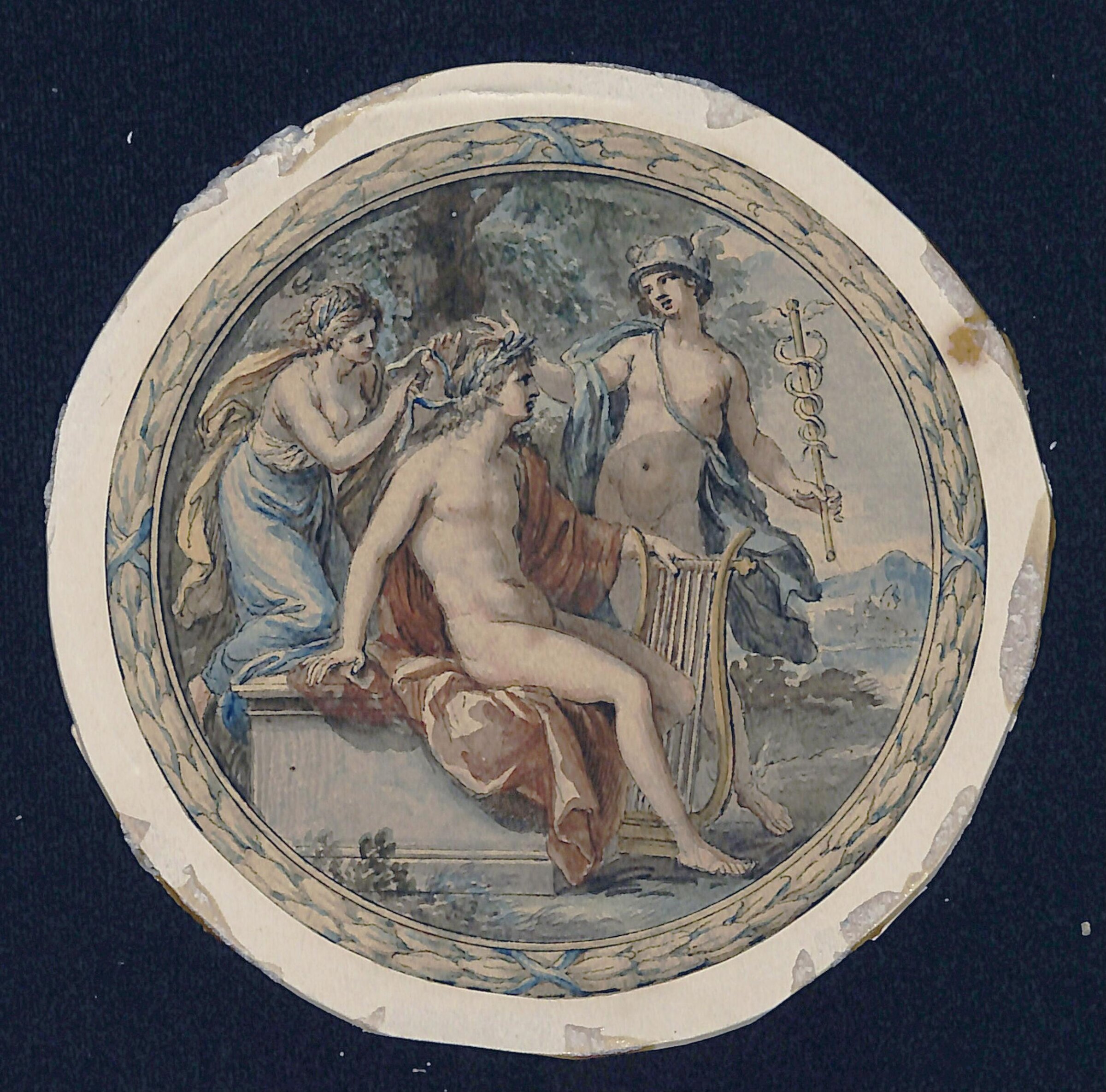 Apollo with his lyre, with Mercury and a muse, Cipriani, ca. 1750-1785