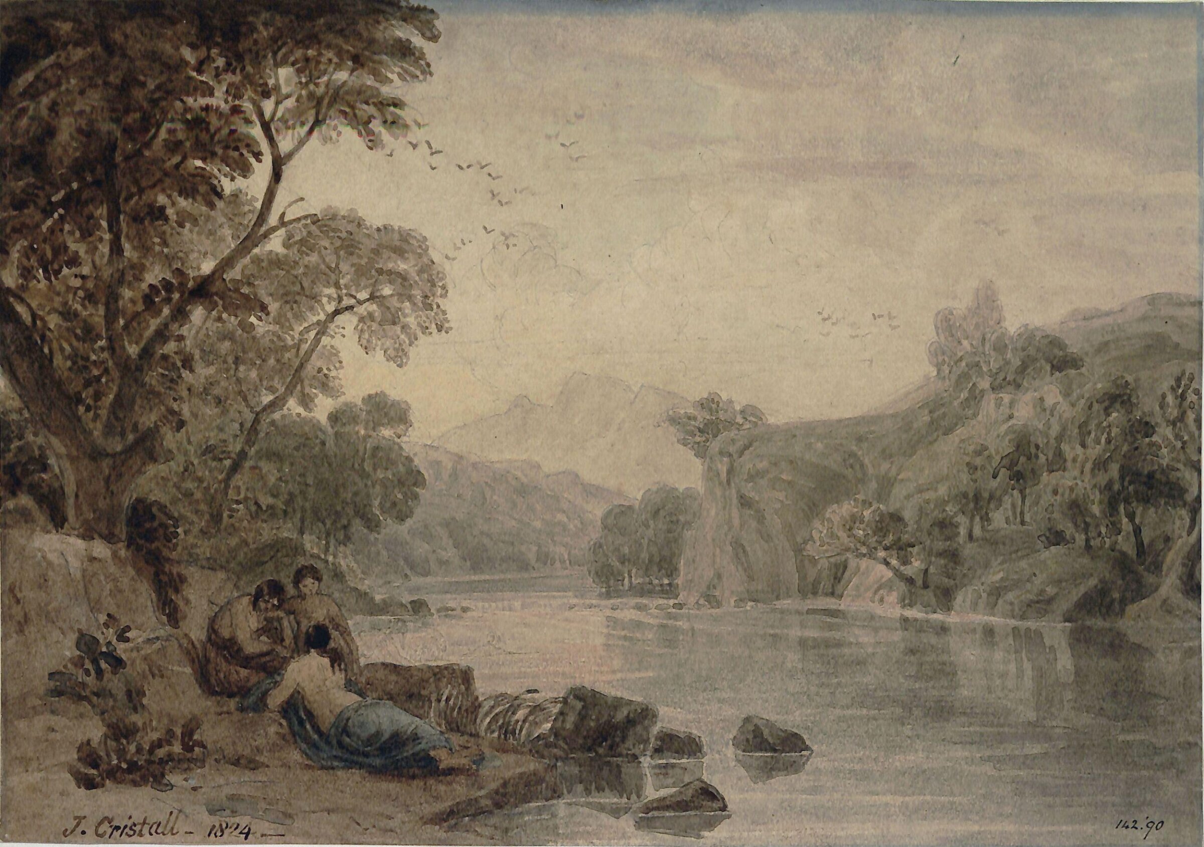 Borrowdale, Cumberland : Skiddaw in the distance, Cristall, 1824