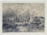 Salisbury Cathedral, seen over the river from the south-west thumbnail 2