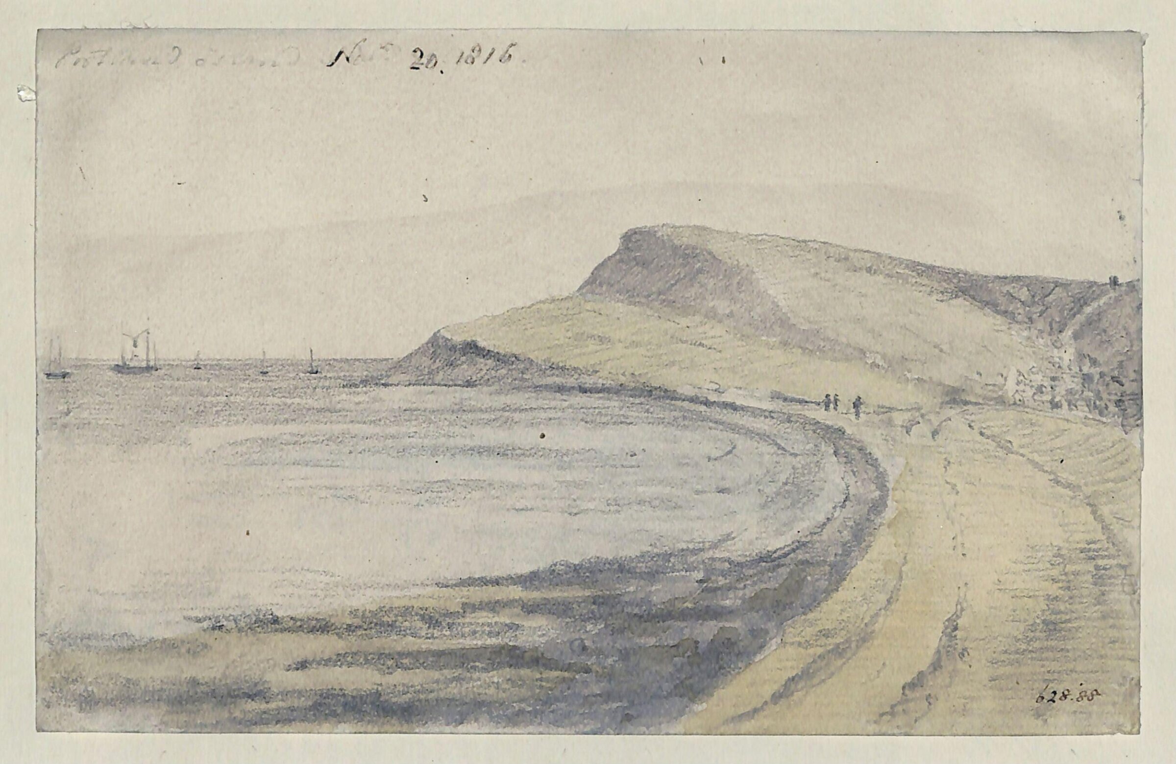 Portland Island from Chesil Bank, Constable, 1816, November 20