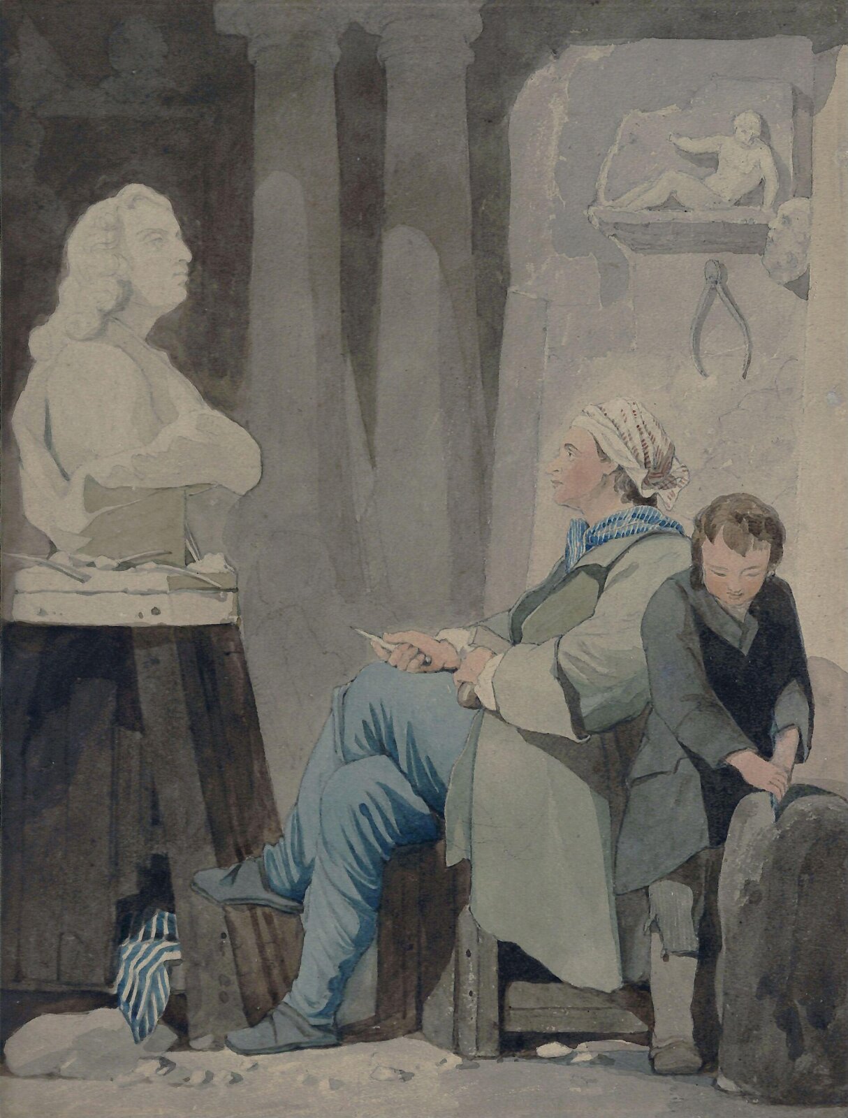 The Sculptor's Studio, John Sell Cotman, ca. 1800-1840