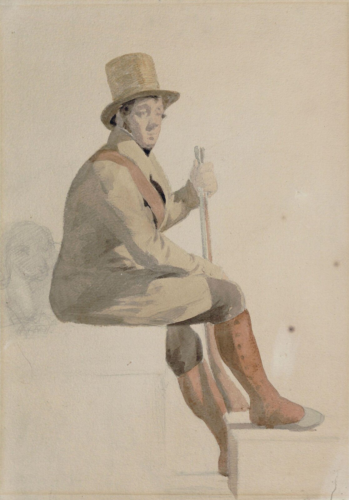Seated Man with a Gun, John Sell Cotman, ca. 1800-1840