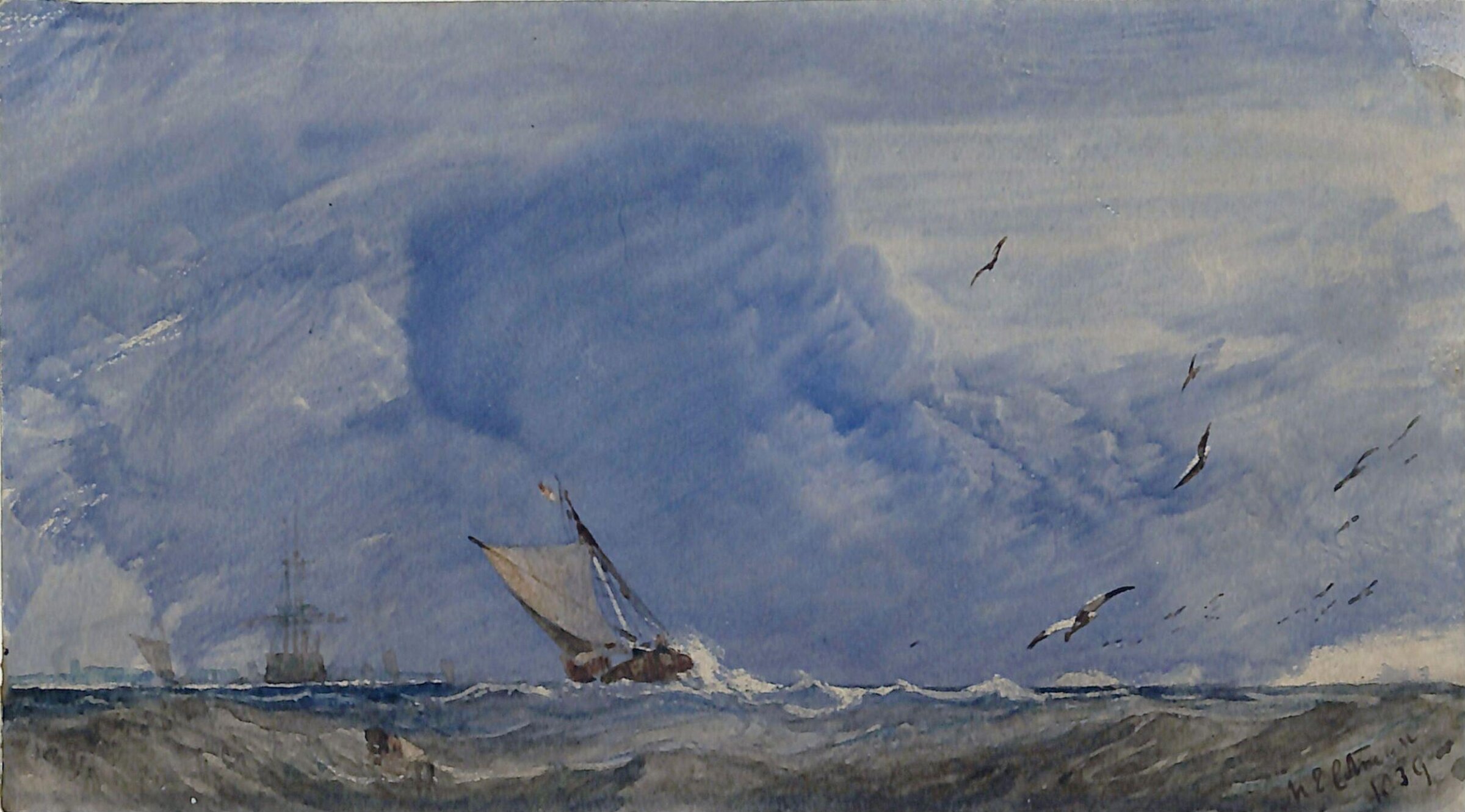 Seascape with sailing boats, Miles Edmund Cotman, 1839