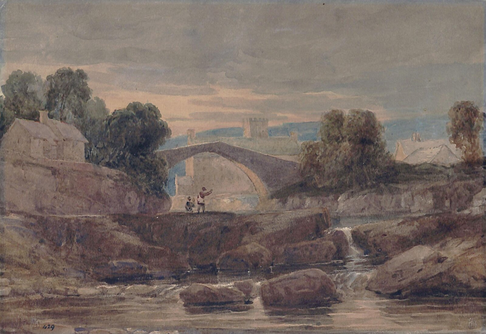 Landscape with Bridge, David Cox, ca. early 19th century