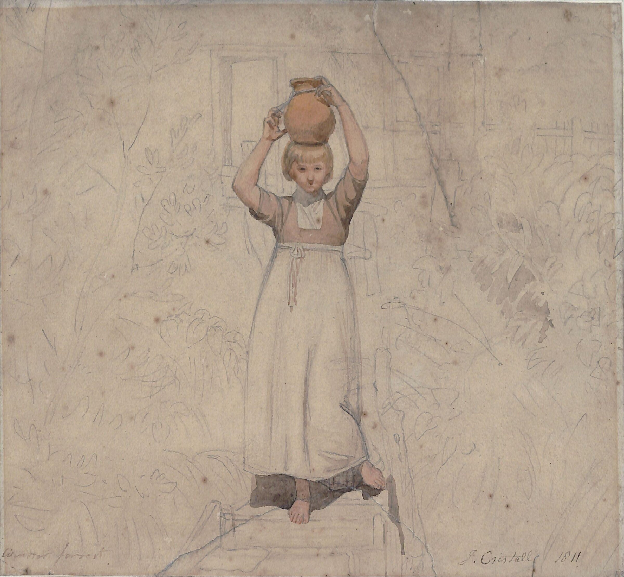 Girl carrying a water pitcher, Joshua Cristall, 1826