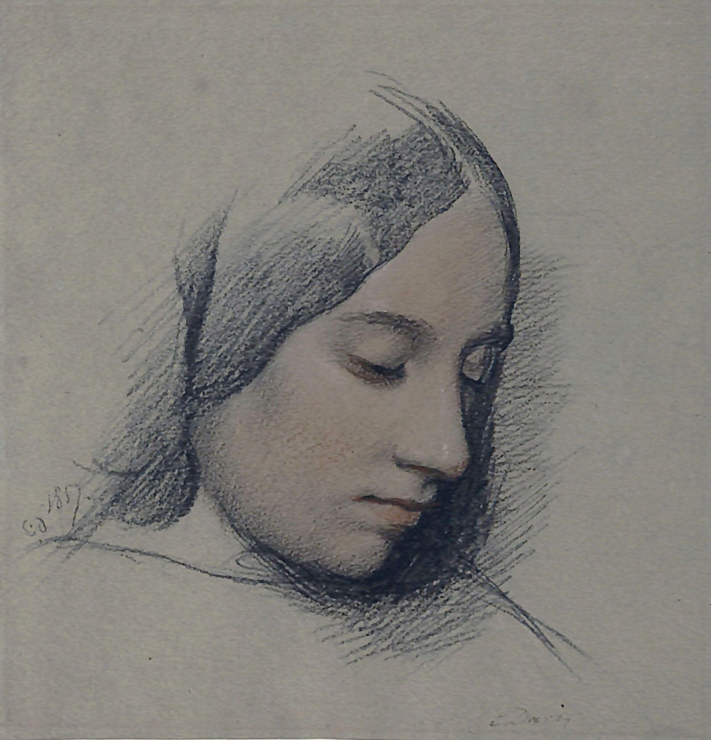 Study of a woman's head, Edward T. Davis, 1857