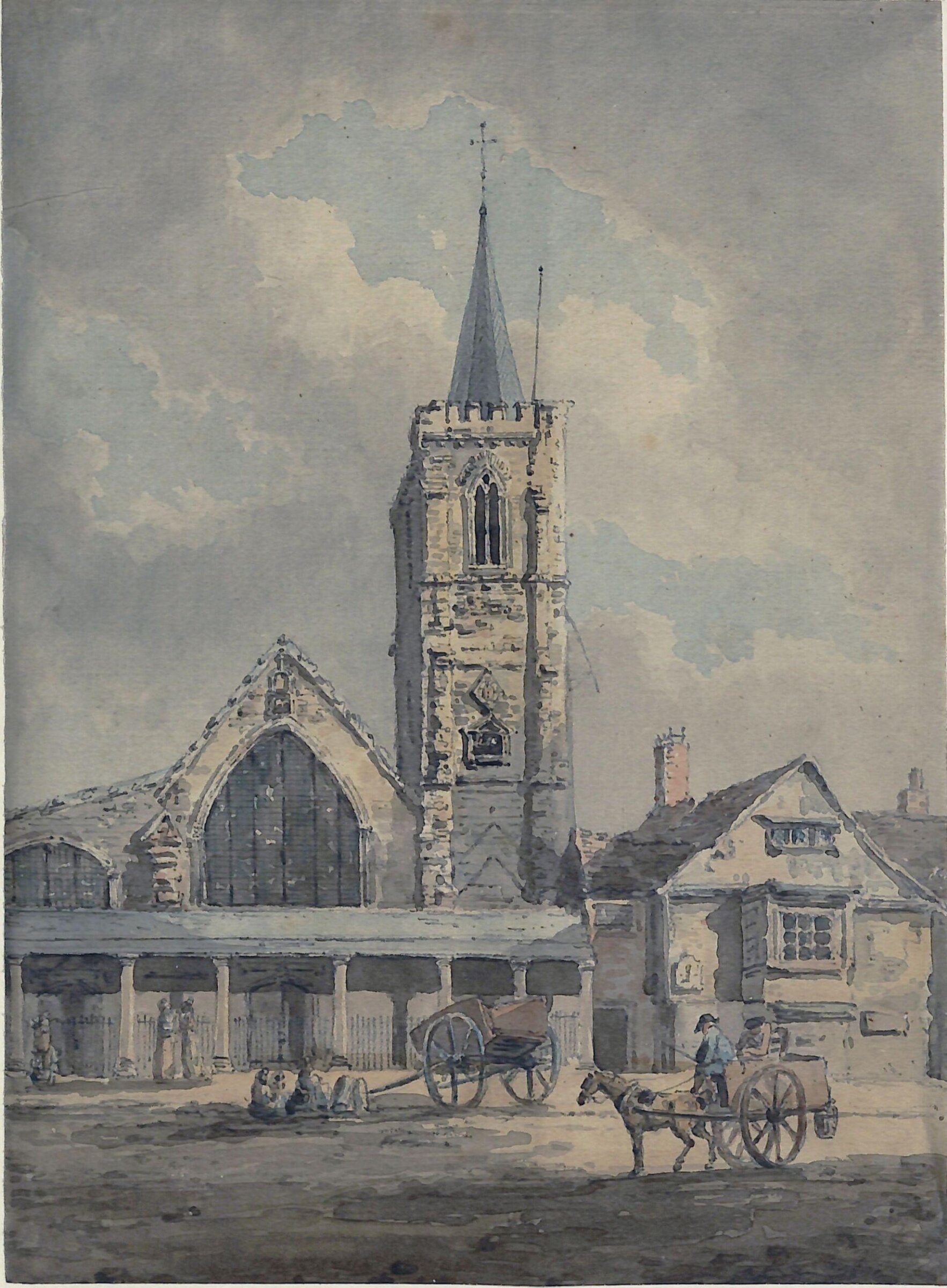 A Church in a Market Place, Edward Dayes, ca. 1780-1804