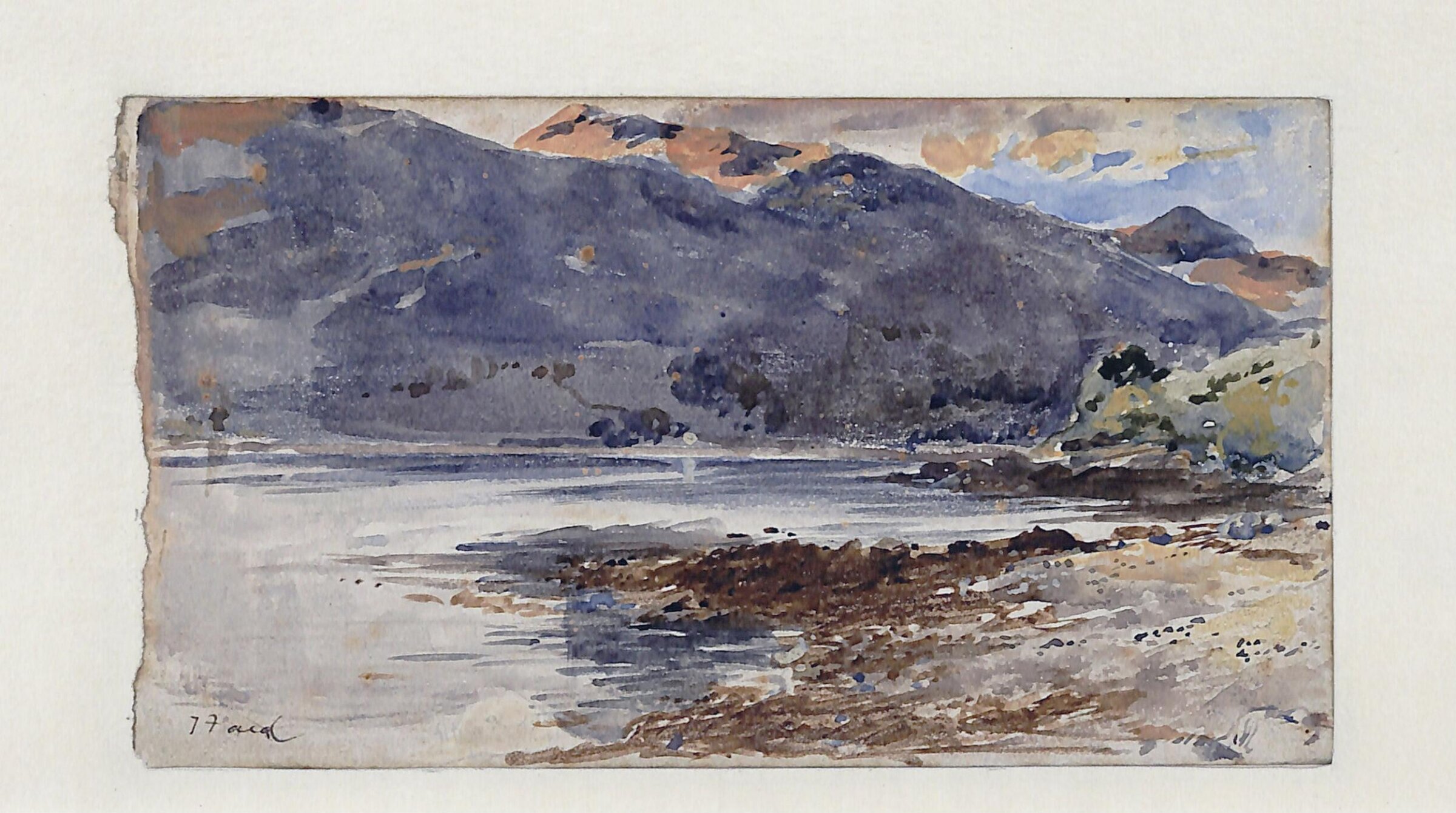 A River Scene with Mountains in the Distance - A Sketch, Thomas Faed, 19th century