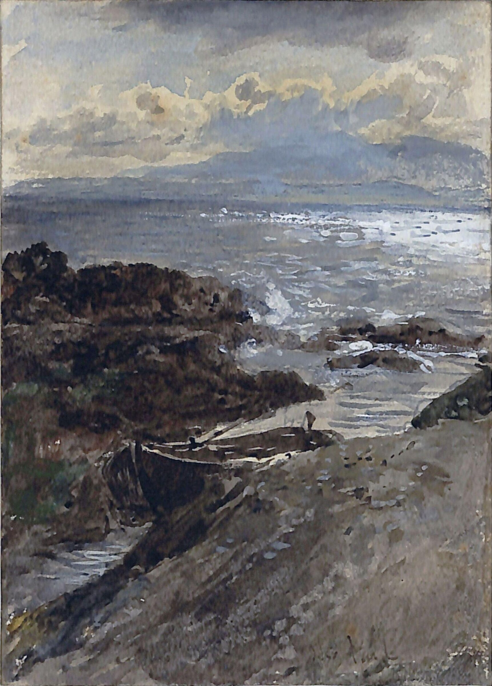 A Boat in a Creek - A Sketch, Thomas Faed, 19th century