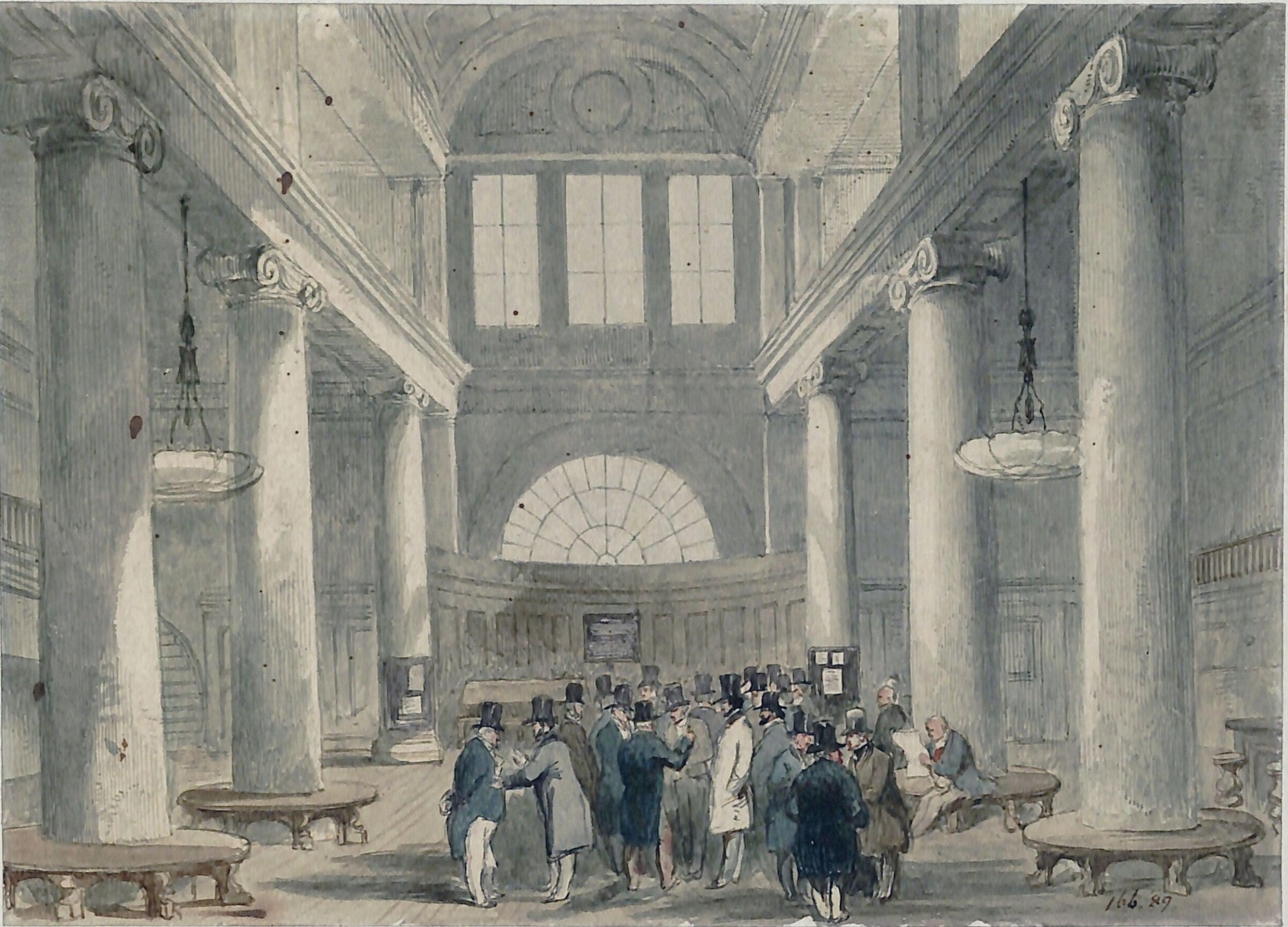 The interior of the old corn exchange, Mark Lane, John Gilbert, ca. mid 19th century