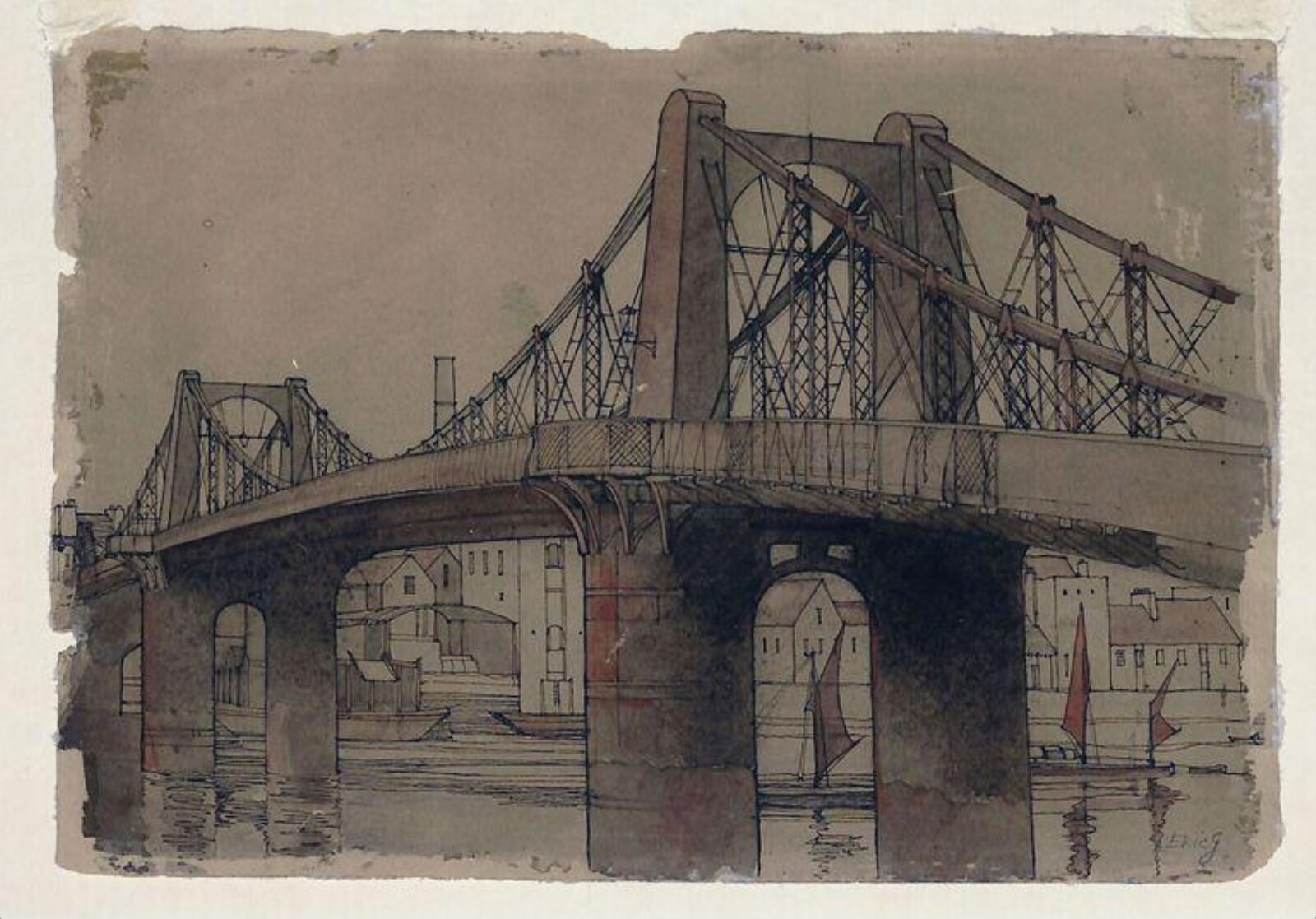 Old Lambeth Bridge, Eric Gill, 1902