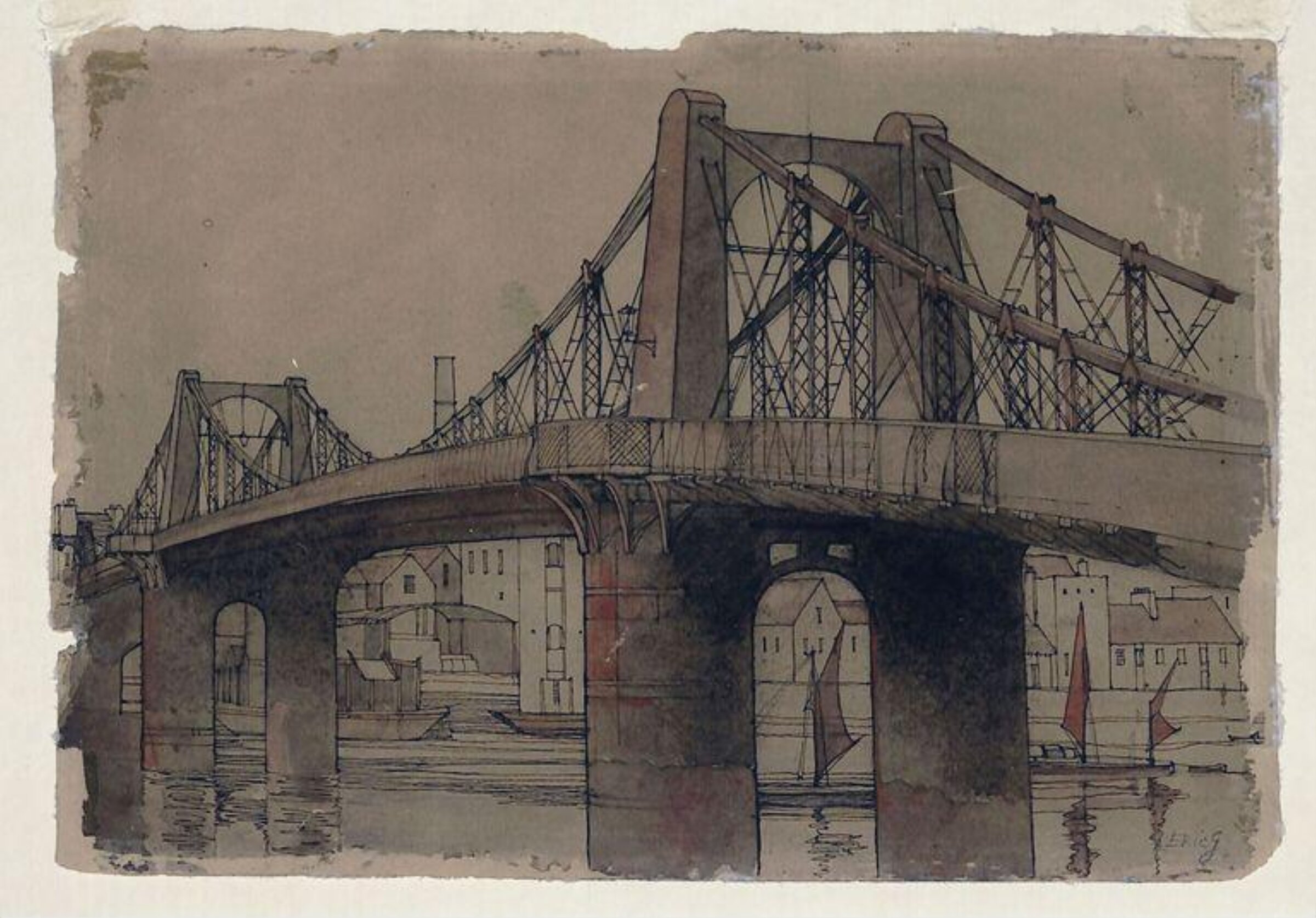 Old Lambeth Bridge, Eric Gill, 1902