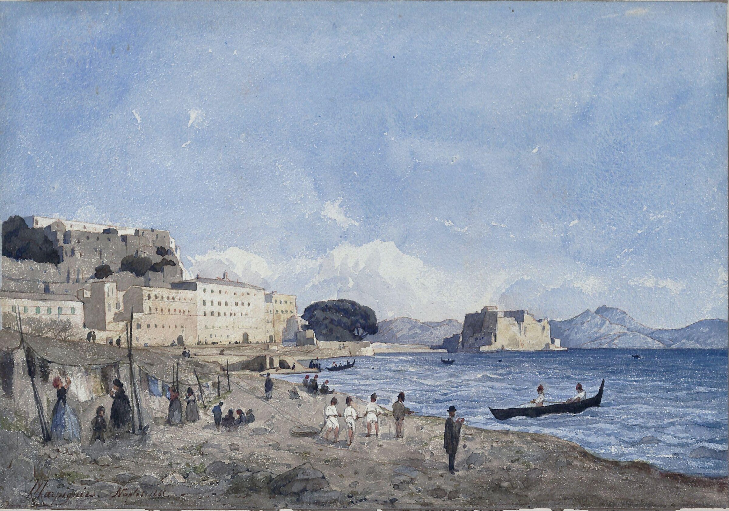 Fishermen along the Neapolitan Coast, Henri Joseph Harpignies, 1865