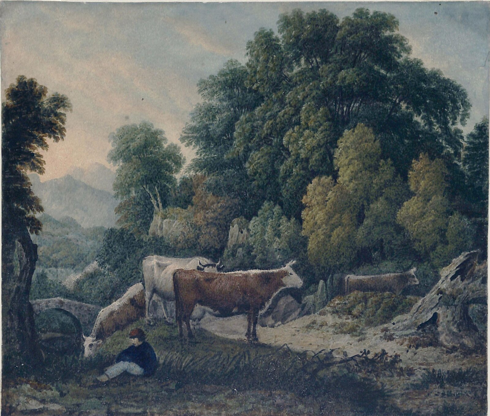 Trees and cattle, James F. Holworthy, ca. 1800-40
