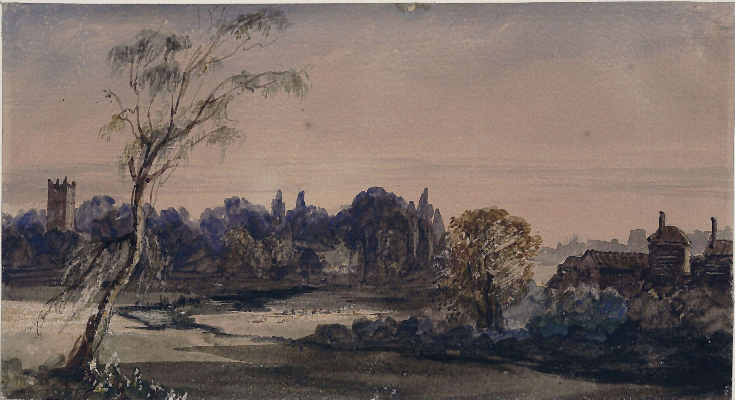 Landscape with buildings and trees, James Holland, 1820-1870
