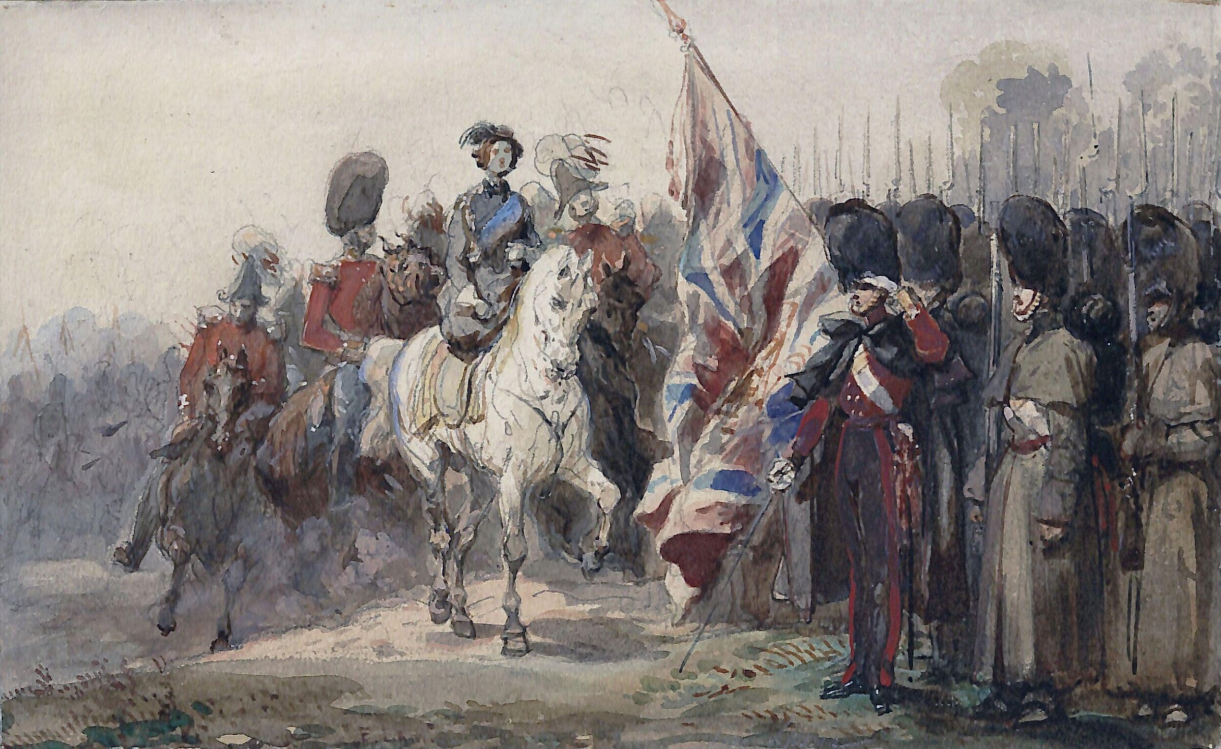 Queen Victoria at a review in Cobham, Lami, ca. 1854